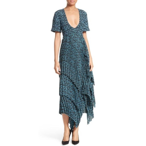 blue silk midi dress